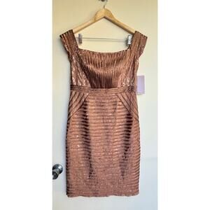 JS Collections Brown Bodycon Lace Romantic Bondage Dress 865862 LTN Size 12 NWT